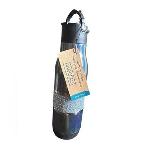Iridescent Black Stainless Steel Water Bottle with Rhinestone Grip